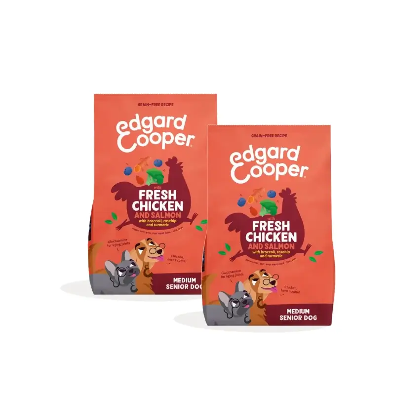 Edgard & Cooper Senior Medium Dog Food – Chicken and Salmon, Pack of 2 x 2.5 kg