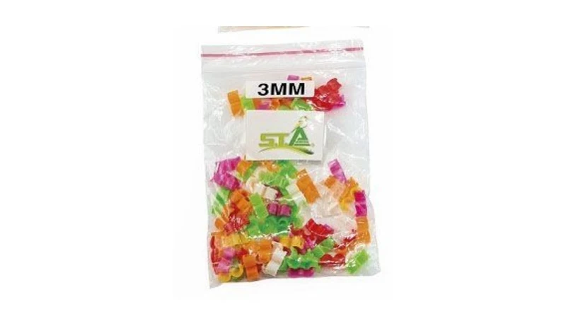 Anillos de clic de plástico de 3 mm - Colores variados - 100 piezas - STA