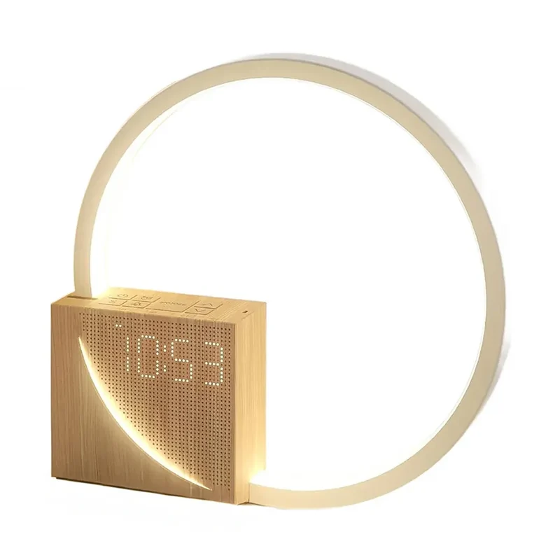 Lampara Veladora con Reloj Simil Madera + Maquina de Sonido