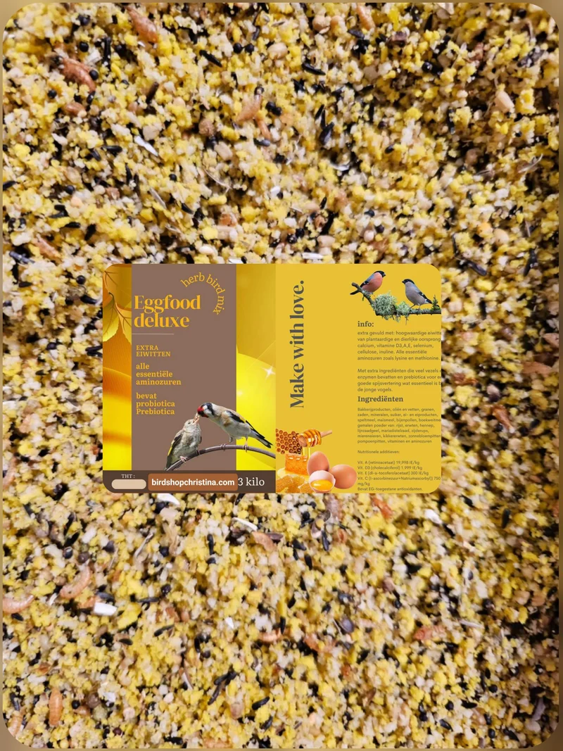 Pasta de huevo Deluxe 5kg (envasada individualmente*) 14,2% Proteínas (+ Diente de león, Levadura de cerveza, Gusanos de seda...)