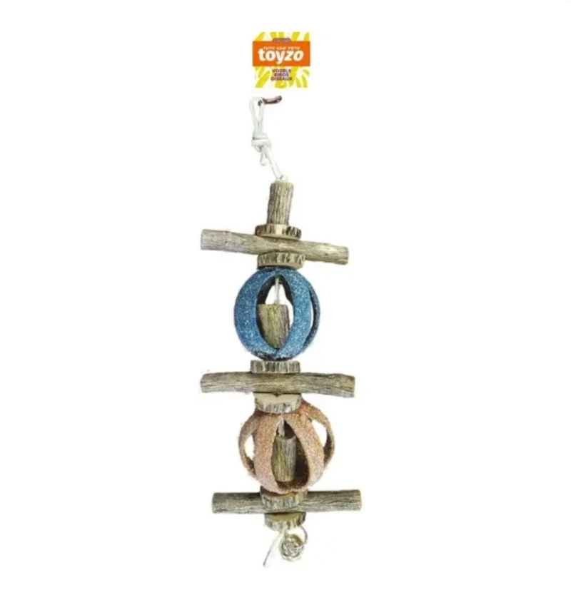 Pelota de circo doble + madera para loro 35cm BT3024
