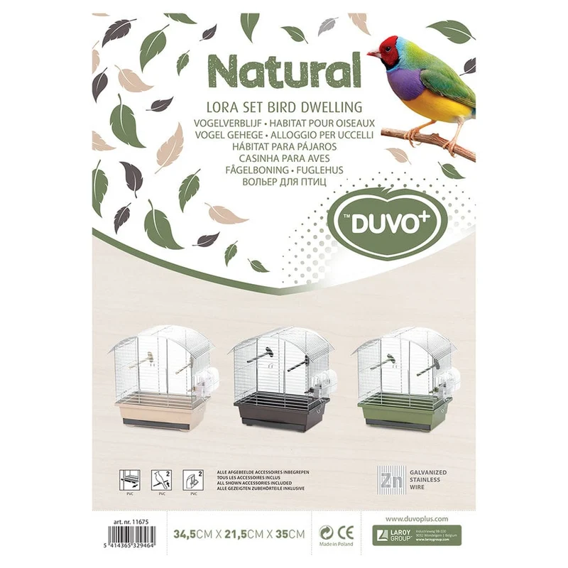 Jaula para pájaros Duvo+ natural lora set 3 piezas