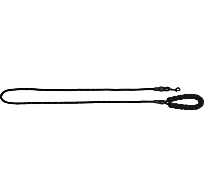 Correa Reflectante Para Perros Con Hilo De Seguridad + Asa Eva Negra 8mmx150cm