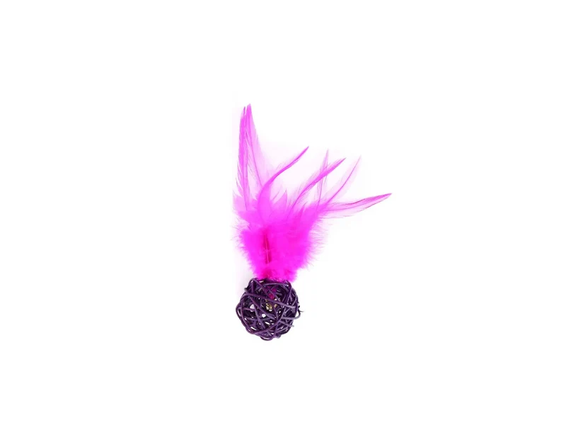 Freedog Pink Rattle with Feather, 10 x 3.8 cm
