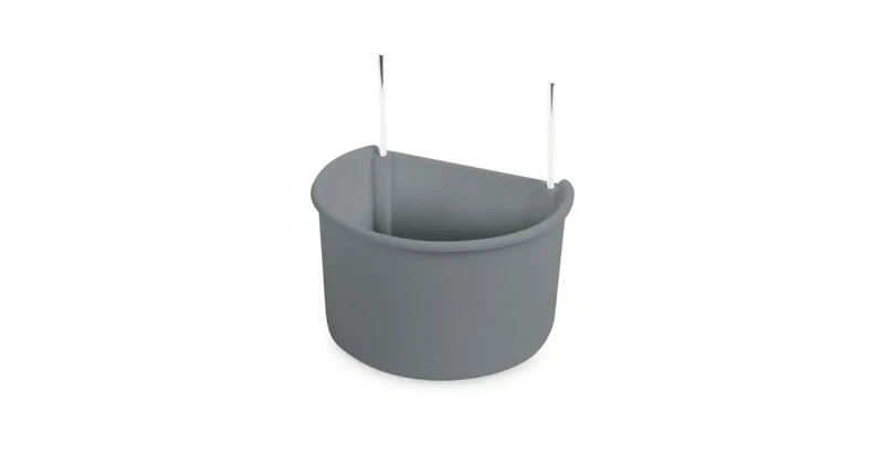 Comedero para loros ganchos aluminio 11x6.5x gris RECICLADO