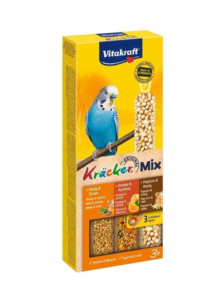 Vitakraft Kräcker Mix perico miel/naranja/palomitas 3 piezas