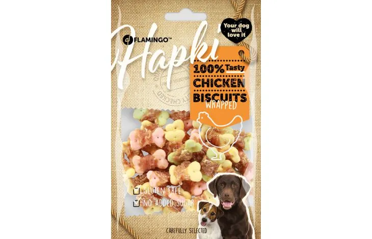 Snack galleta hapki con pollo 85 gramos, Flamingo
