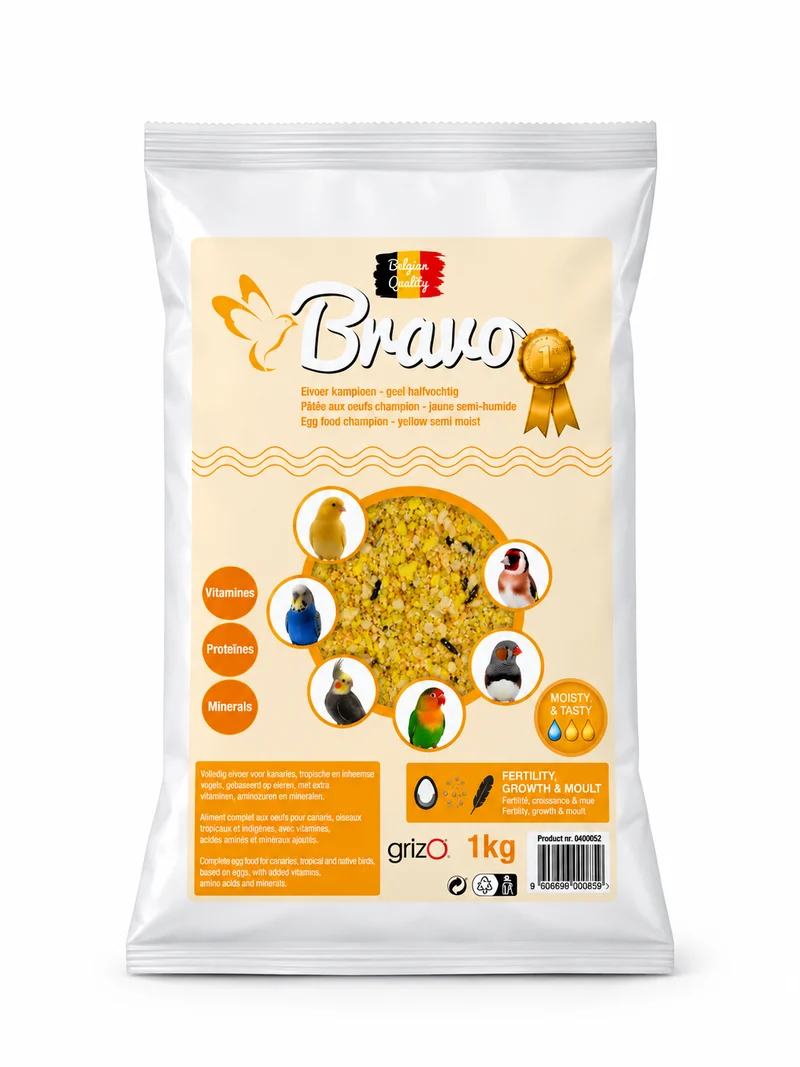 Alimento para huevos Bravo Champion 1 kg - Amarillo Semihúmedo