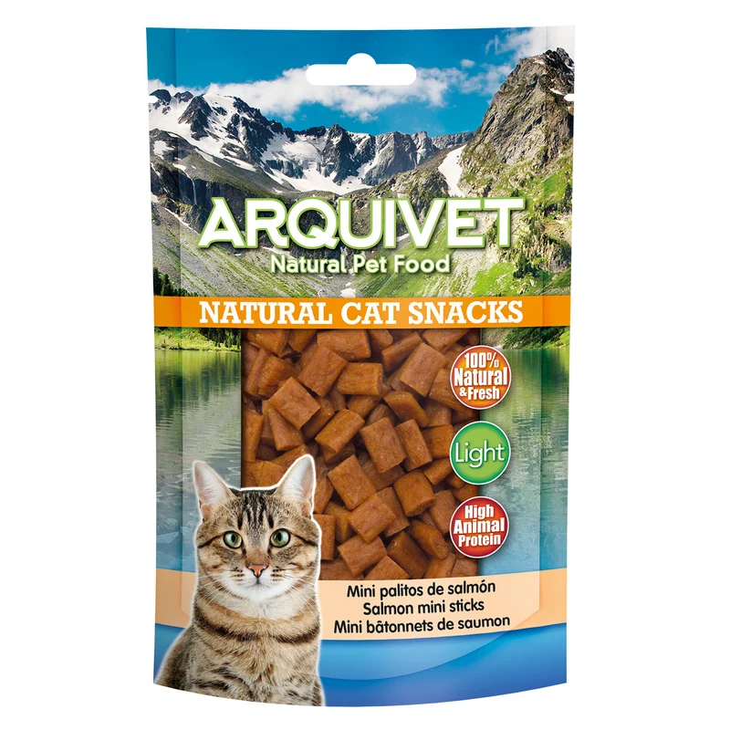 Mini palitos de salmón 50 gr - Snacks 100% naturales para gatos - Alimento complementario para felinos