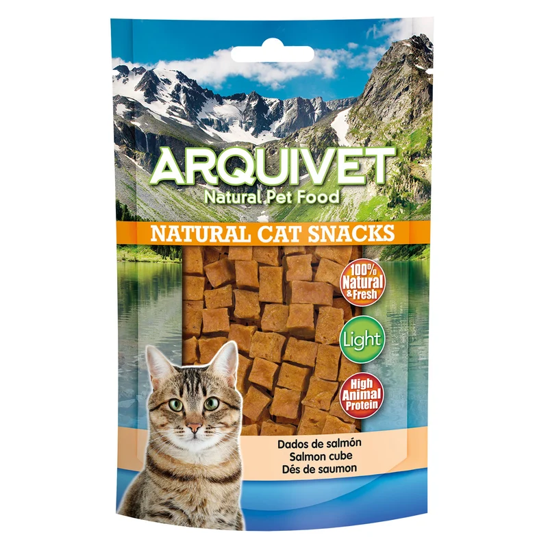 Dados de salmón 50 gr - Snacks 100% naturales para gatos - Alimento complementario para felinos