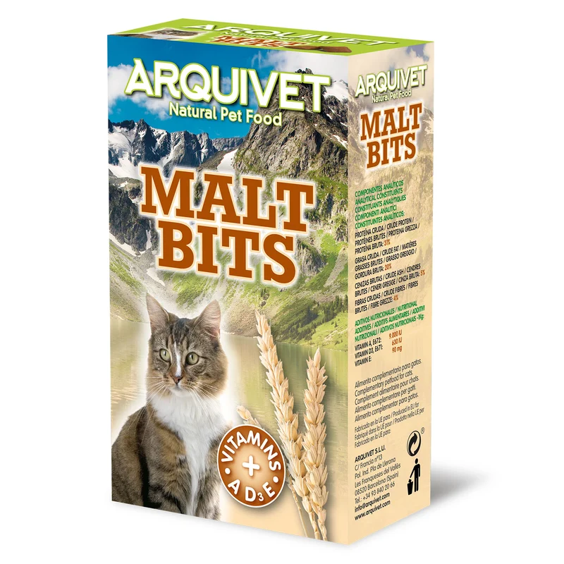 Cat Malt Bits 40 gr - Snacks crujientes rellenos de malta para gatos - Ayuda a prevenir las bolas de pelo