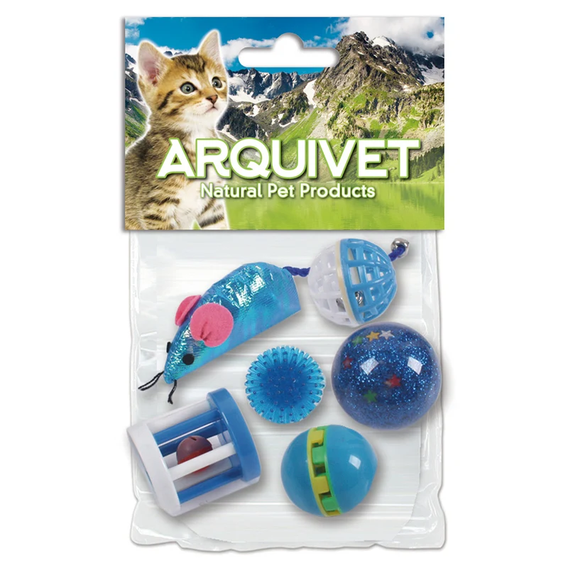 Kit 6 juguetes azules piezas diferentes para gatos - Entretenimiento - Juguetes y accesorios para felinos