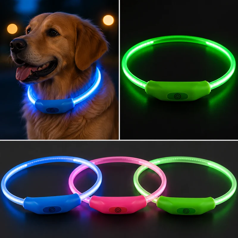 Collar LED Luminoso para Perros – Recargable 40 cm