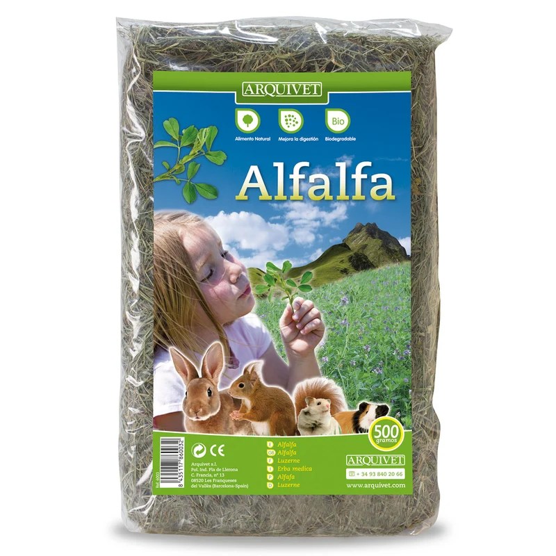 Alfalfa 500 gr para complementar la dieta de pequeños roedores - proteínas de gran calidad