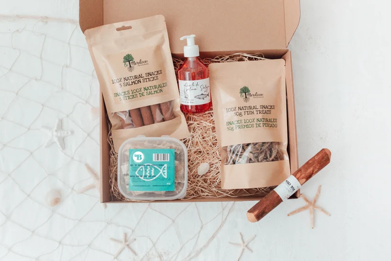 Bimorbox Gold Ocean · Pack Snacks Y Productos Marítimos Para Perros.