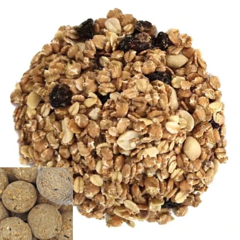 Set Comida Pájaros Alta Energía 10 Kg Sebo Con Semillas, Pasas, Cacahuetes Y 100 Bolas De Grasa
