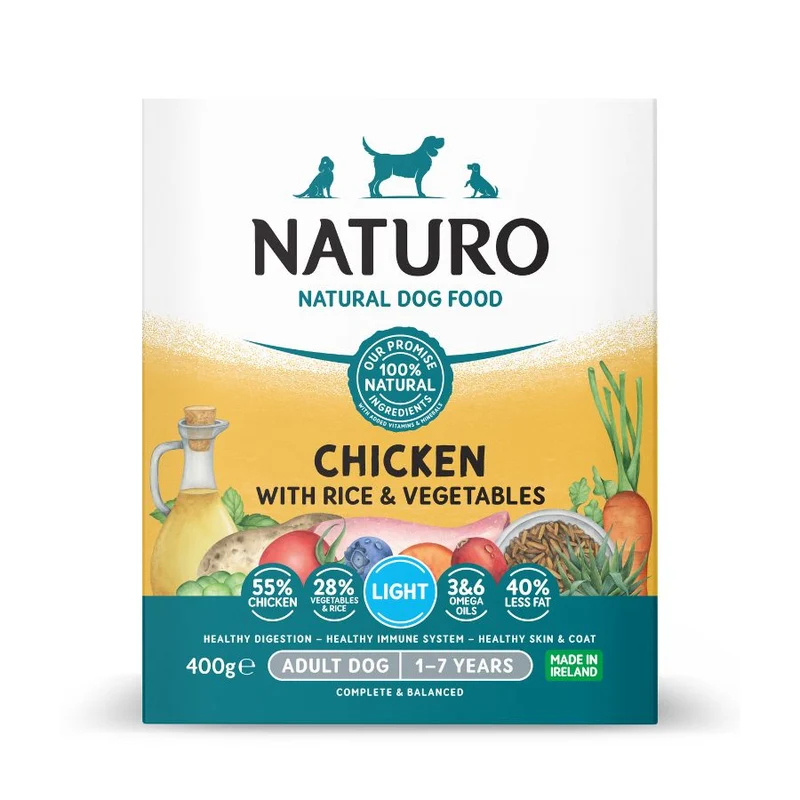 Alimento Humedo Light Naturo Para Perro De Pollo Y Arroz 400g X 7 Latas