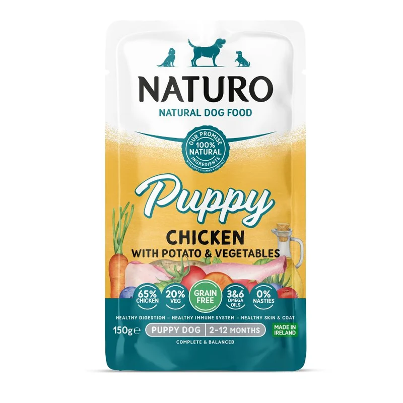 Naturo Comida Humeda Perro Cachorro Grain Free De Pollo Y Patata 150g X 8 Sobres