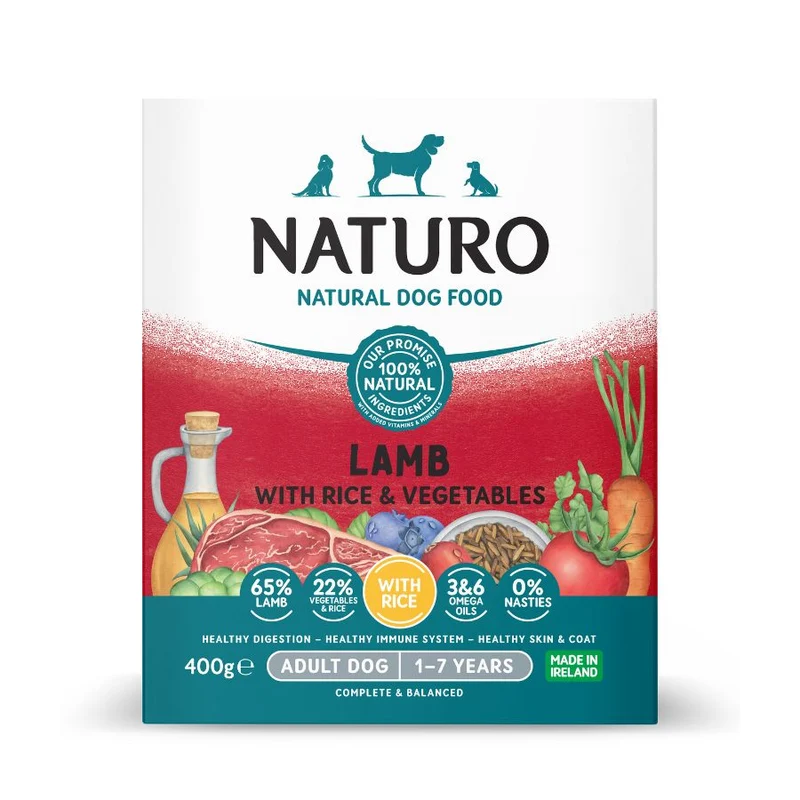 Naturo Comida Humeda Perro Cordero Y Arroz 400g X 7 Tarrinas