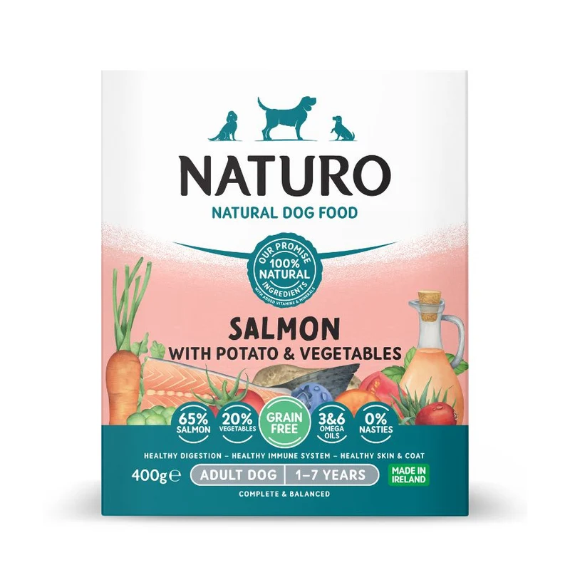 Naturo Comida Humeda Perro Grain Free Salmon Y Patata 400g X 7 Tarrinas