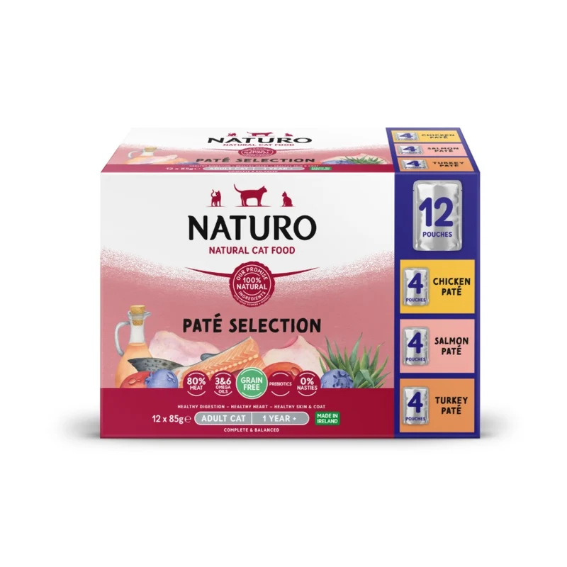 Naturo Gato Multipack Sabores Pate 85g X 12 Sobres De Comida Humeda