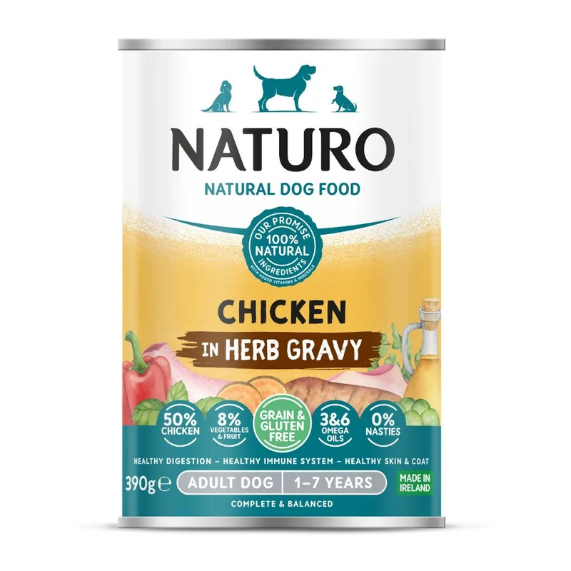 Naturo Comida Humeda Perro Sin Gluten De Pollo Y Vegetales 390g X 12 Latas