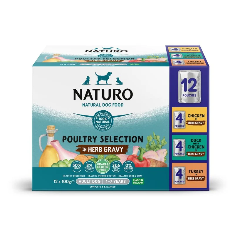 Naturo Perro Grain Y Gluten Free Multipack Sabores 100g X 12 Sobres Comida Humeda