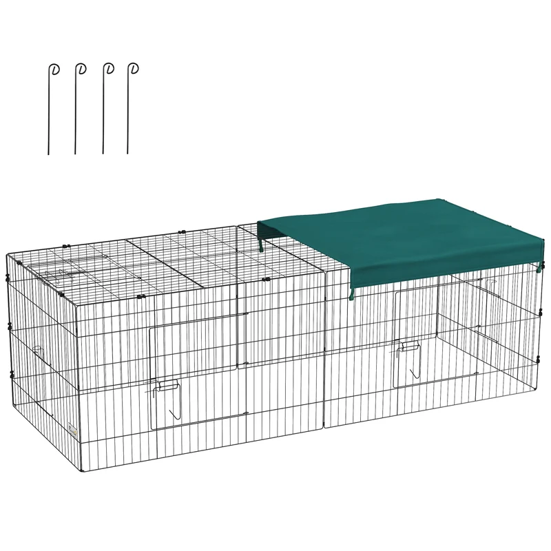 Pawhut Jaula Para Animales Pequeños Con Puertas 220x85x70 Cm Verde
