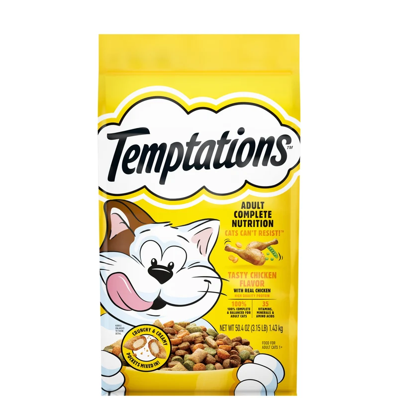 TEMPTATIONS Tasty Chicken Flavor Adult Dry Cat Food, 3.15 lb. Free Shipping USA