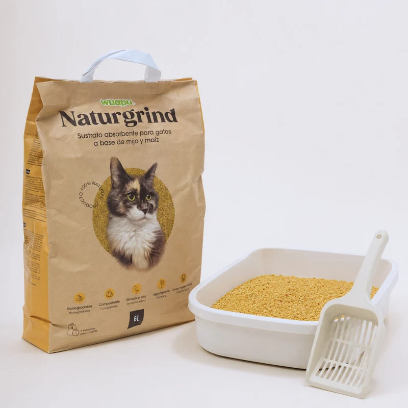 Sustrato Absorbente Wuapu Naturgrind Biodegradable Y Compostable Para Gato 1 U 6l