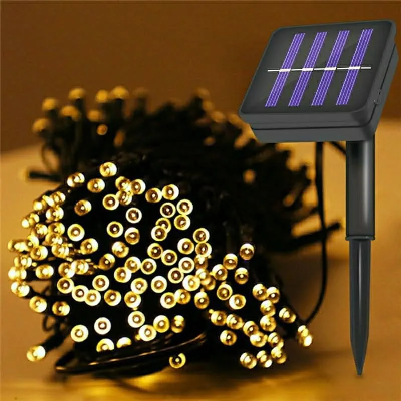 Guia 100 Luces Solares Led calidas 10mt