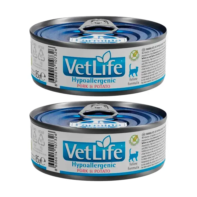 Farmina Vet Life Gato Hipoalergénico Porco, Embalagem 2 x Caixa 12X85Gr