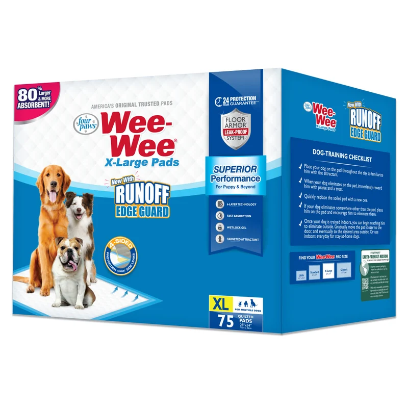 Tapete Entrenador para Perros Wee-Wee® XL Runoff Edge Guard – 71.1 × 86.4 cm (28 × 34 in) – 75 Piezas