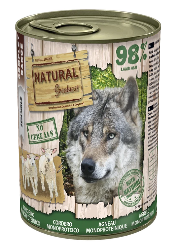 Lata Cordero Monoproteico | Sensitive Perro | 400gr | Natural Greatness