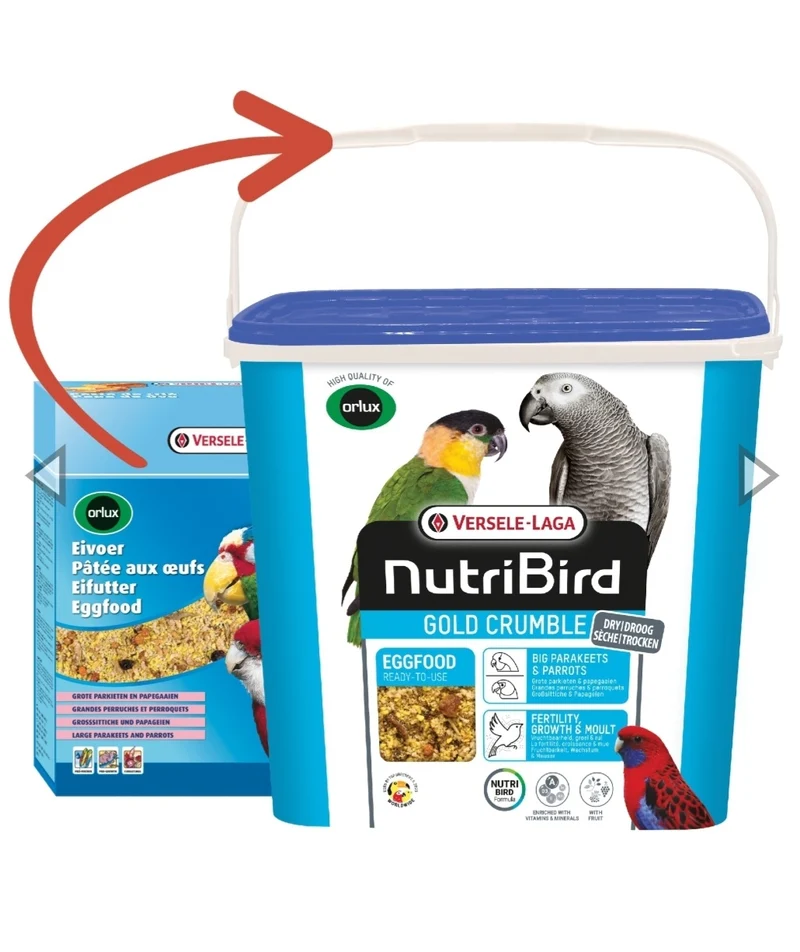 Nutribird Gold Crumble para periquitos y loros grandes, 5 kg (comida seca con huevo)