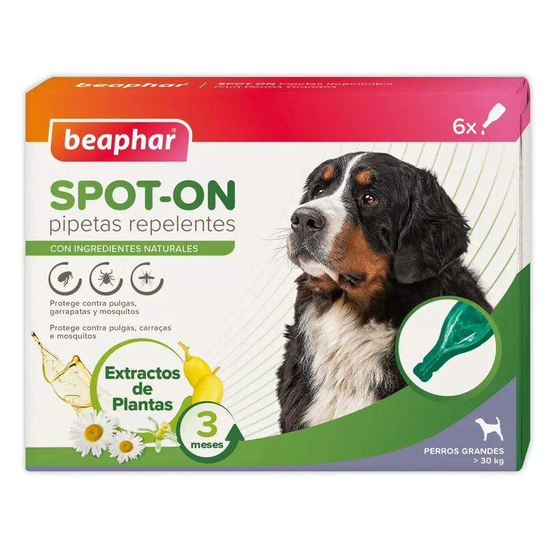 Beaphar Repulsive Antiparasitic Pipetas para cães grandes, 6x2 ml