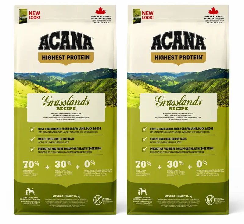Acana Canine Adult Regionals Grasslands Prairie 11,4 Kg Pienso Para Perros , pack 2