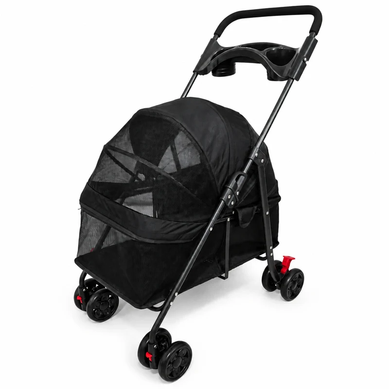 Carrito Plegable Mascotas 97x69x49cm Nyana Pets | 4 Ruedas Freno | Carro Para Perro O Gato | Transportin Para 18kg