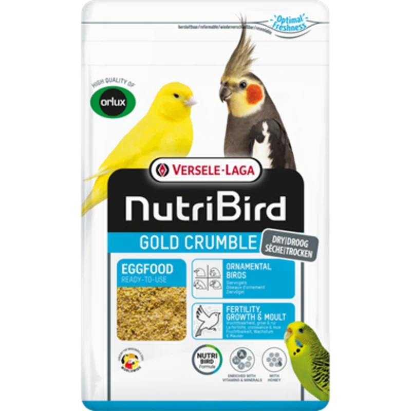 Nutribird Gold Crumble para aves ornamentales, fórmula multiusos de 10 kg.