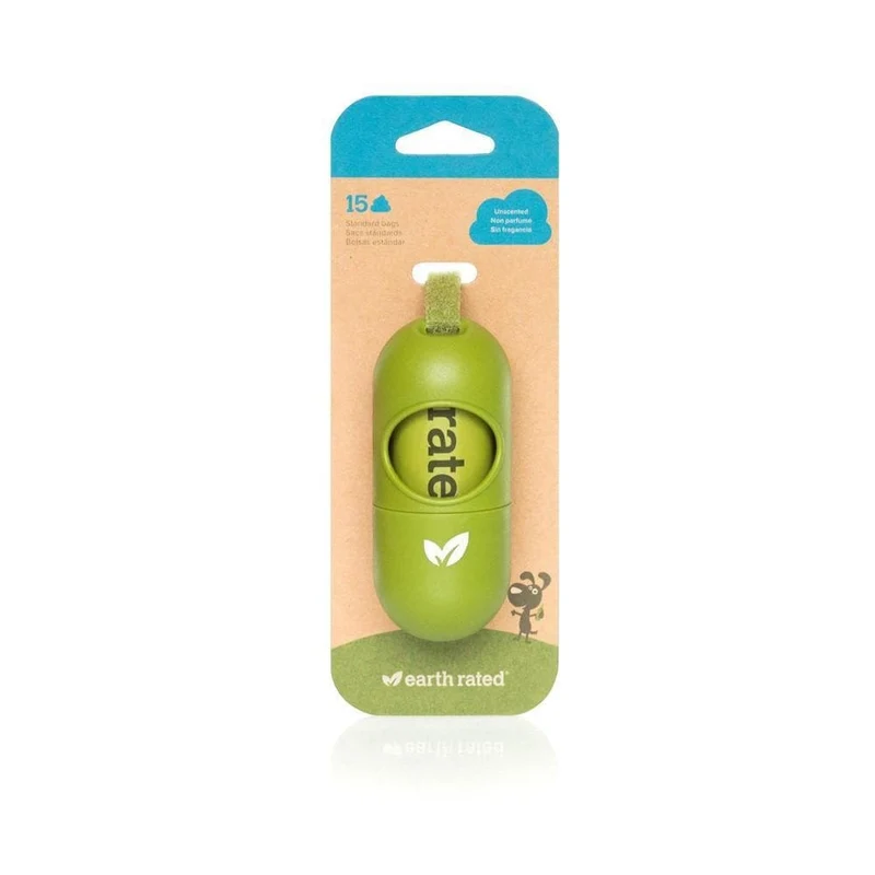 Dispensador de Bolsas p/Popo de Earth Rated® con 15 Bolsas sin Esencia