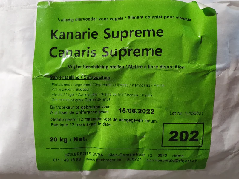 Canary Supreme con Perilla Blanca - Bolsa de 20 kg - Comida para pájaros