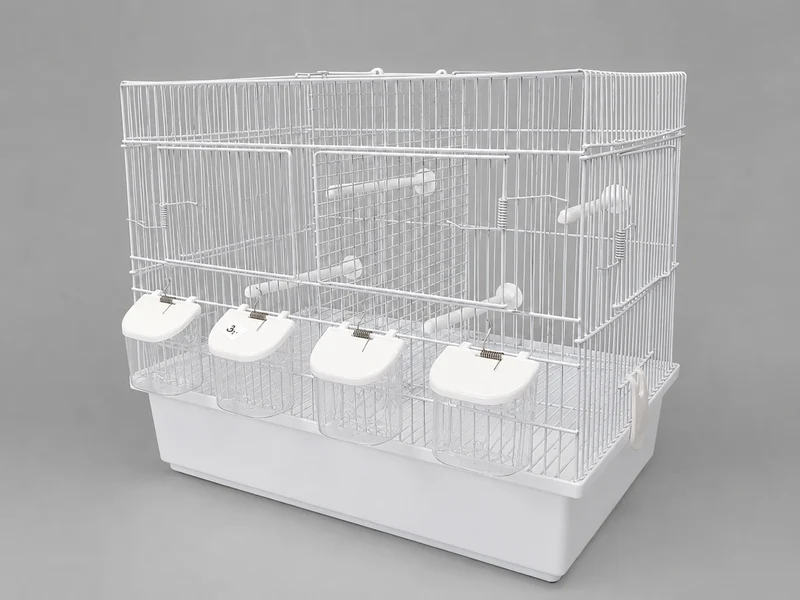 Jaula de cría blanca de alambre apilable de 45 cm (con rejilla inferior)