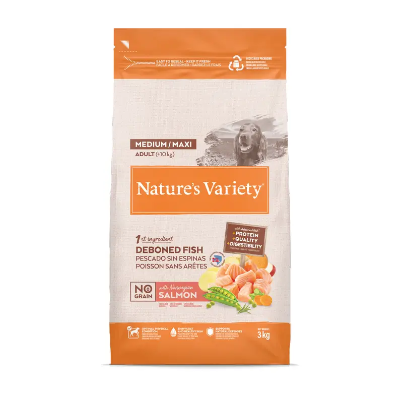 Nature'S Variety Ração para Cães, Medium, com Salmão, Natural, 3 kg