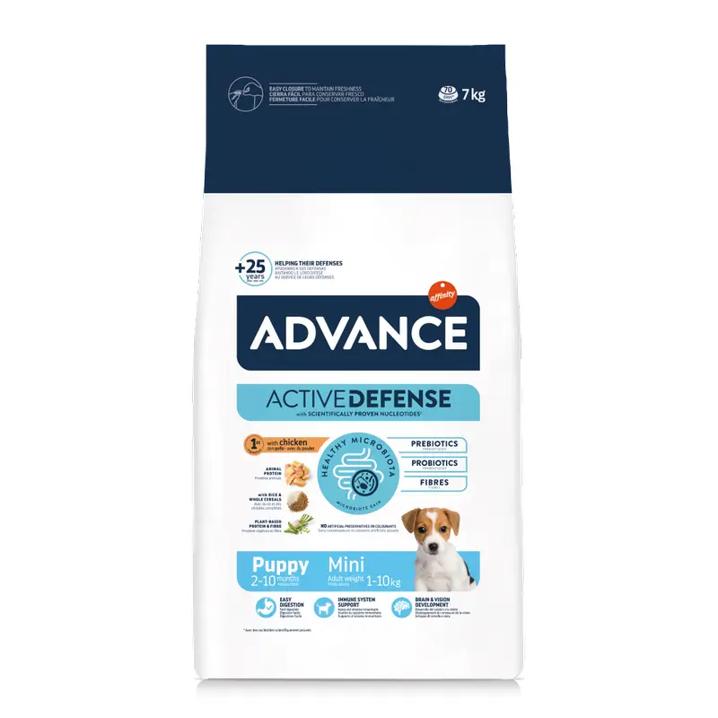 Advance Mini Puppy - Ração para cachorrinhos de raças pequenas com frango, 7 kg