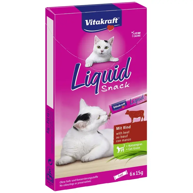 Vitakraft Cat Liquid Snack de Vitela com ómega 11x6 unidades