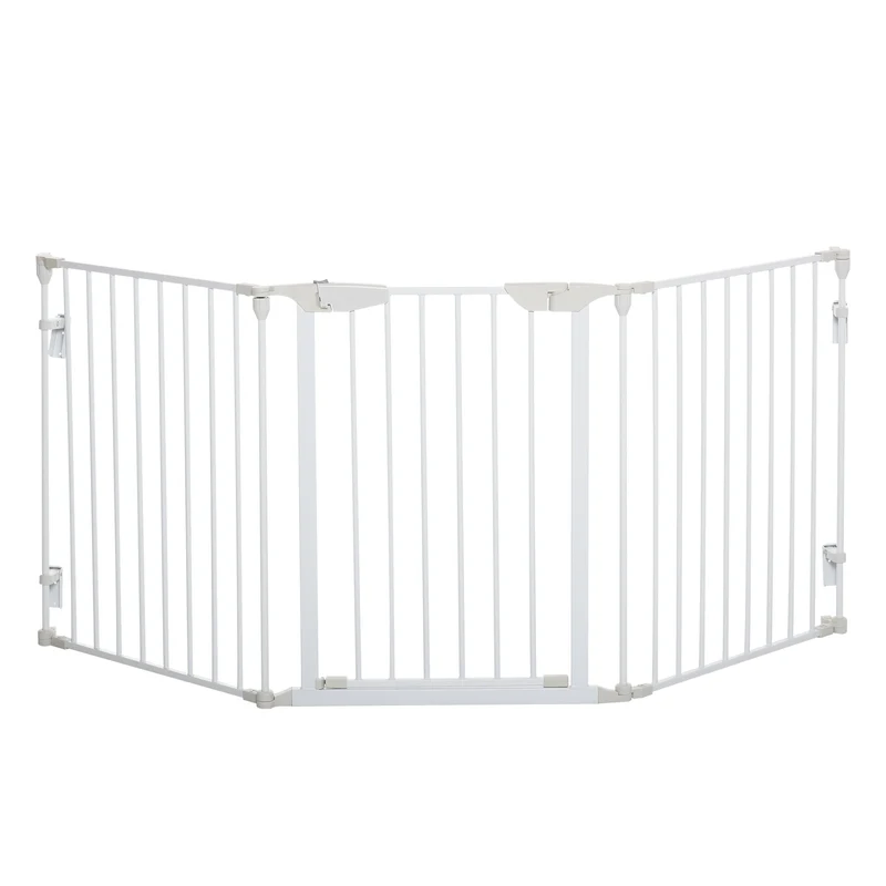 Pawhut Barrera Para Perros Plegable De 3 Paneles Con Cierre Inteligente Blanco