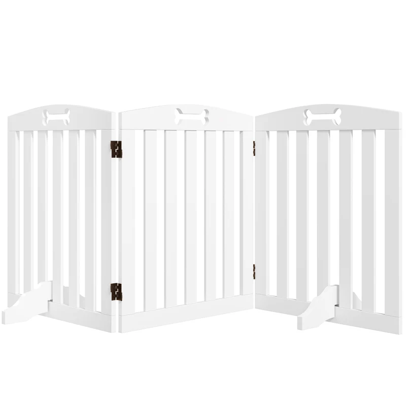 Pawhut Barrera De Seguridad Para Perros Plegable 155 Cm De 3 Paneles Blanco