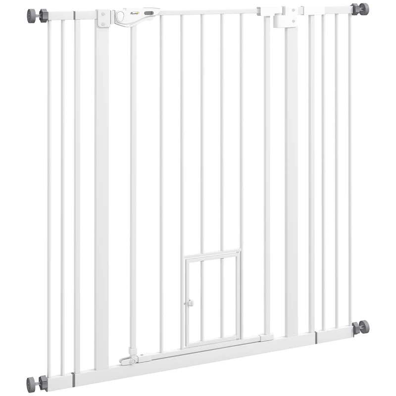 Pawhut Barrera De Seguridad Para Perros Con 1 Puerta 74-101x104,1 Cm Blanco