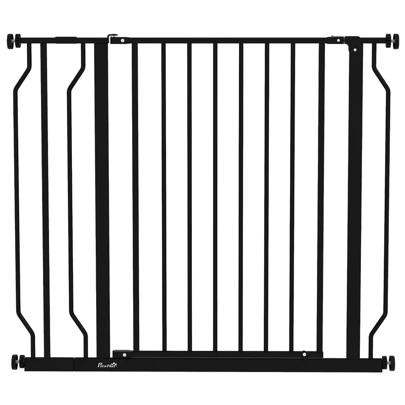 Pawhut Barrera De Seguridad Extensible Con 2 Extensiones 75-95x76 Cm Negro