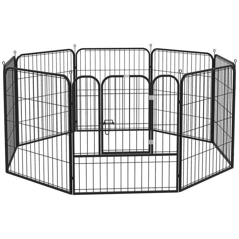 Pawhut Parque Para Mascotas 8 Vallas 80x80 Cm Corral Plegable Puerta Y Doble